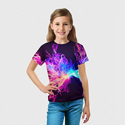 Футболка детская Неоновый узор вспышка, цвет: 3D-принт — фото 2