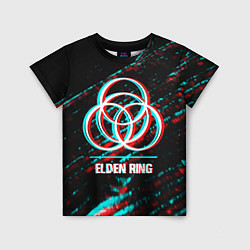 Футболка детская Elden Ring в стиле glitch и баги графики на темном, цвет: 3D-принт