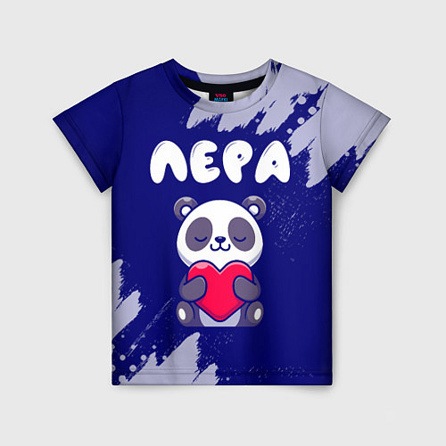 Детская футболка Лера панда с сердечком / 3D-принт – фото 1