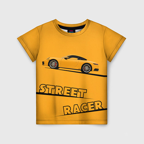 Детская футболка Желтая машинка street racer / 3D-принт – фото 1