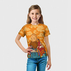 Футболка детская Самурай на фоне японских облаков, цвет: 3D-принт — фото 2