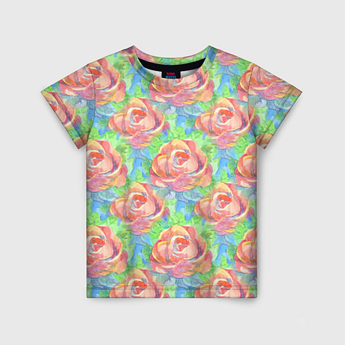 Детская футболка Алые розы акварель / 3D-принт – фото 1