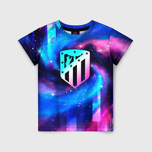 Детская футболка Atletico Madrid неоновый космос / 3D-принт – фото 1