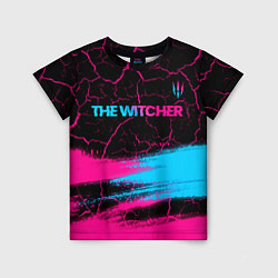 Футболка детская The Witcher - neon gradient: символ сверху, цвет: 3D-принт