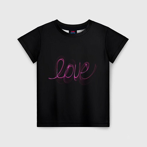 Детская футболка Надпись любовь на черном фоне / 3D-принт – фото 1
