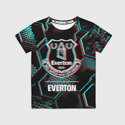 Детская футболка Everton FC в стиле glitch на темном фоне
