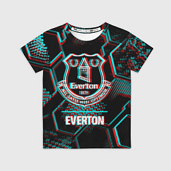 Футболка детская Everton FC в стиле glitch на темном фоне, цвет: 3D-принт