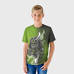 Футболка детская Неоновый самурай-воин, цвет: 3D-принт — фото 2