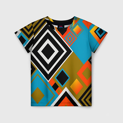 Детская футболка Фон из разноцветных квадратов / 3D-принт – фото 1