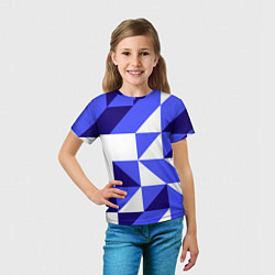 Футболка детская Абстрактный сине-белый паттерн, цвет: 3D-принт — фото 2