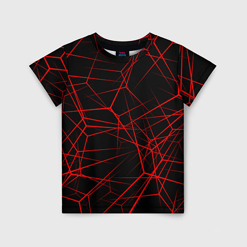 Детская футболка Красные линии на черном фоне / 3D-принт – фото 1