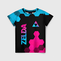 Футболка детская Zelda - neon gradient: надпись, символ, цвет: 3D-принт