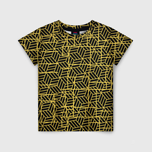 Детская футболка Геометрический узор полосатый кубик / 3D-принт – фото 1