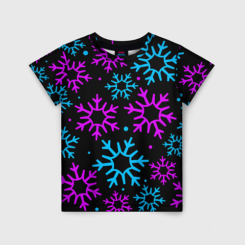 Детская футболка Неоновые снежинки / 3D-принт – фото 1