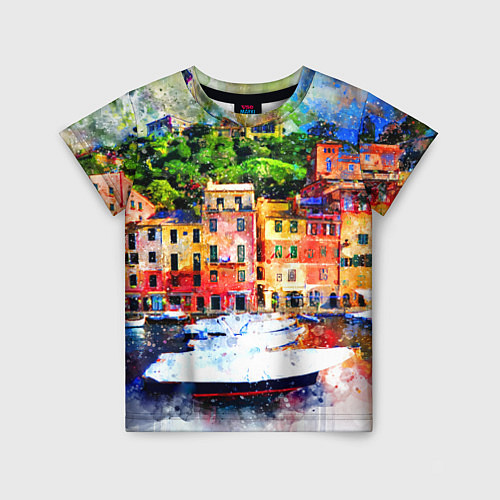 Детская футболка Картина красочный город / 3D-принт – фото 1