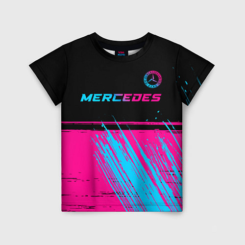 Детская футболка Mercedes - neon gradient: символ сверху / 3D-принт – фото 1