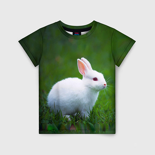 Детская футболка Кролик на фоне травы / 3D-принт – фото 1