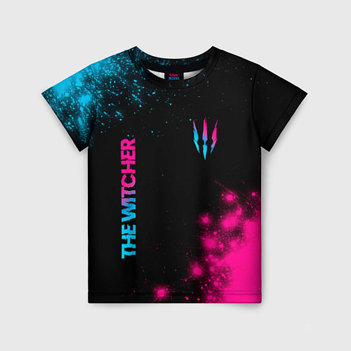 Детская футболка The Witcher - neon gradient: надпись, символ / 3D-принт – фото 1