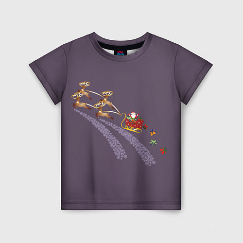 Детская футболка Санта клаус и олени / 3D-принт – фото 1