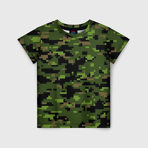Детская футболка Камуфляж лесной пиксель / 3D-принт – фото 1