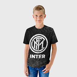 Футболка детская Inter с потертостями на темном фоне, цвет: 3D-принт — фото 2