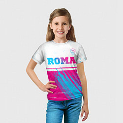 Футболка детская Roma neon gradient style: символ сверху, цвет: 3D-принт — фото 2