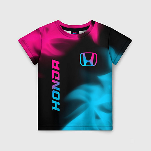 Детская футболка Honda - neon gradient: надпись, символ / 3D-принт – фото 1