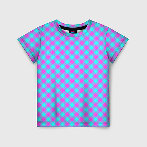Детская футболка Фиолетовые и голубые квадратики / 3D-принт – фото 1