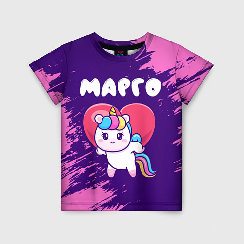 Детская футболка Марго единорог с сердечком / 3D-принт – фото 1