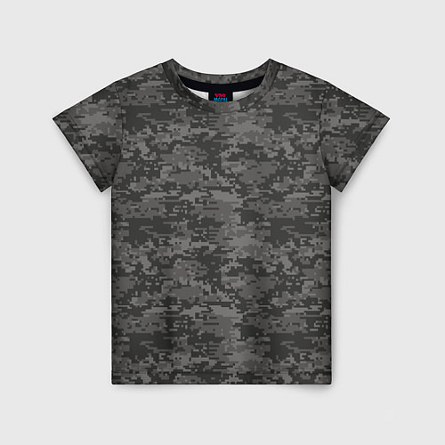 Детская футболка Камуфляж AOR-2 серый пиксель / 3D-принт – фото 1