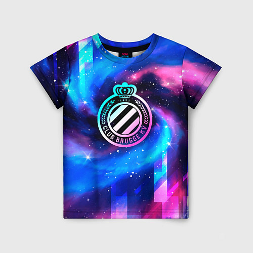 Детская футболка Club Brugge неоновый космос / 3D-принт – фото 1