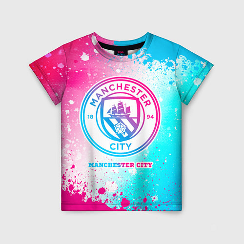 Детская футболка Manchester City neon gradient style / 3D-принт – фото 1