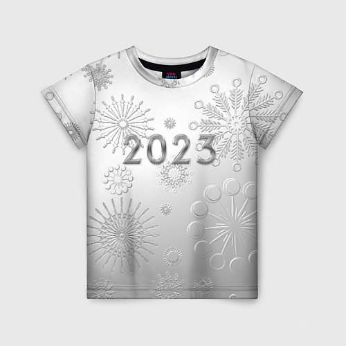 Детская футболка Новый год 2023 в снежинках / 3D-принт – фото 1