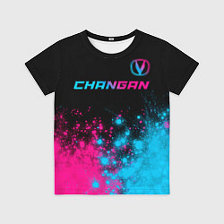 Футболка детская Changan - neon gradient: символ сверху, цвет: 3D-принт
