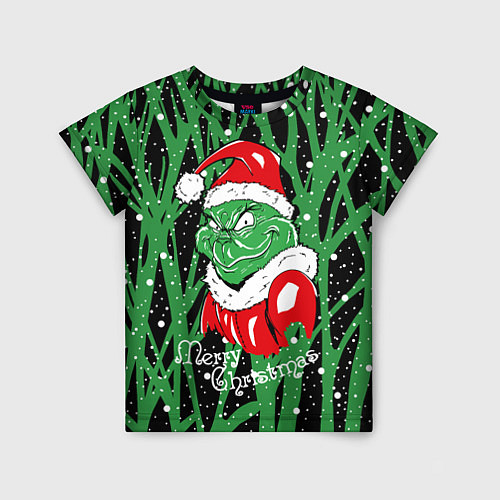 Детская футболка Santa Claus, Grinch - Christmas thief / 3D-принт – фото 1