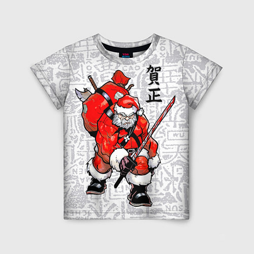 Детская футболка Santa Claus Samurai with katana / 3D-принт – фото 1