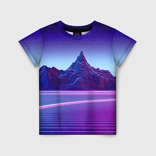 Детская футболка Neon mountains - Vaporwave / 3D-принт – фото 1