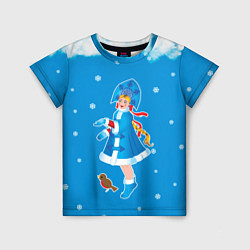 Детская футболка Снегурочка и снежинки