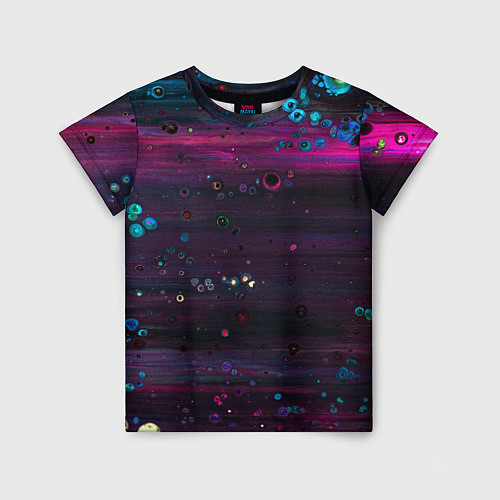 Детская футболка Фиолетовые абстрактные волны и камни / 3D-принт – фото 1