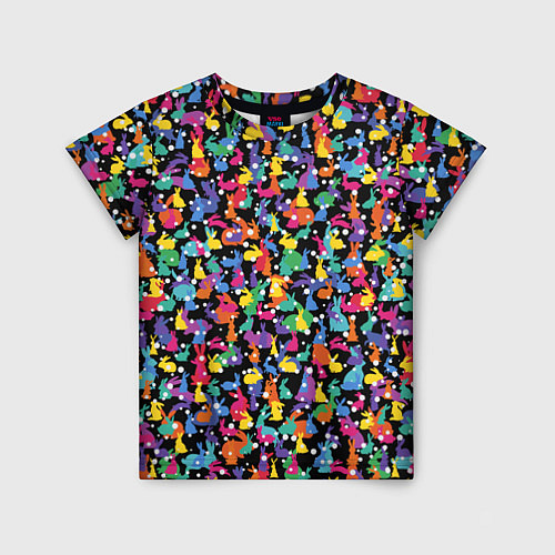Детская футболка Разноцветные кролики / 3D-принт – фото 1
