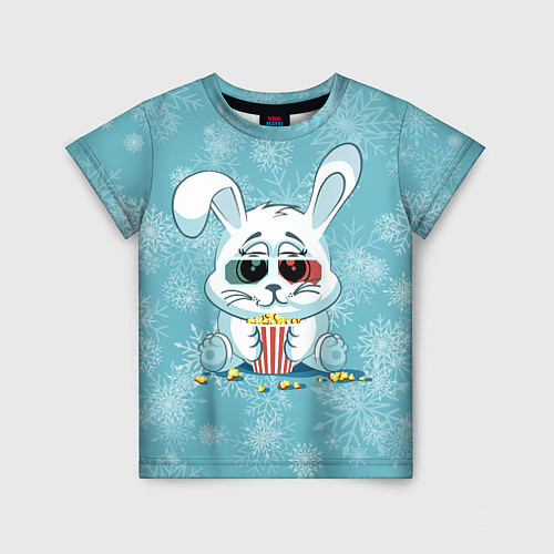Детская футболка Кролик кушает попкорн / 3D-принт – фото 1