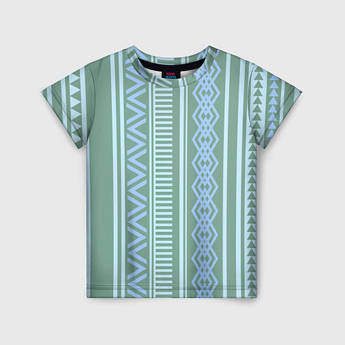 Детская футболка Зелёные и синие абстрактные узоры / 3D-принт – фото 1