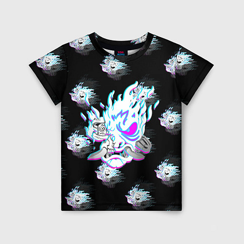 Детская футболка Cyberpunk 2077 neon samurai glitch art colors / 3D-принт – фото 1