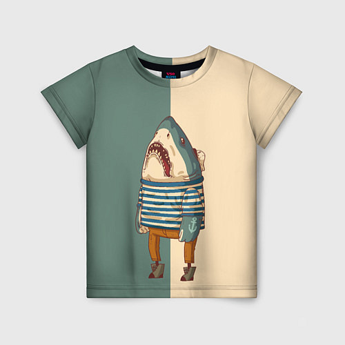 Детская футболка Акула-моряк / 3D-принт – фото 1