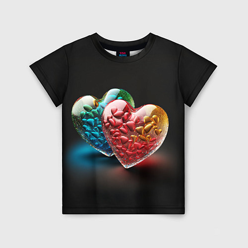 Детская футболка Сердечки для влюблённых / 3D-принт – фото 1