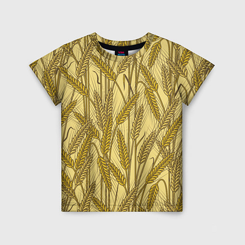 Детская футболка Винтажные колоски пшеницы / 3D-принт – фото 1
