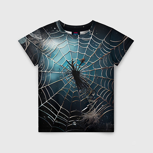 Детская футболка Halloween - паутина на фоне мрачного неба / 3D-принт – фото 1