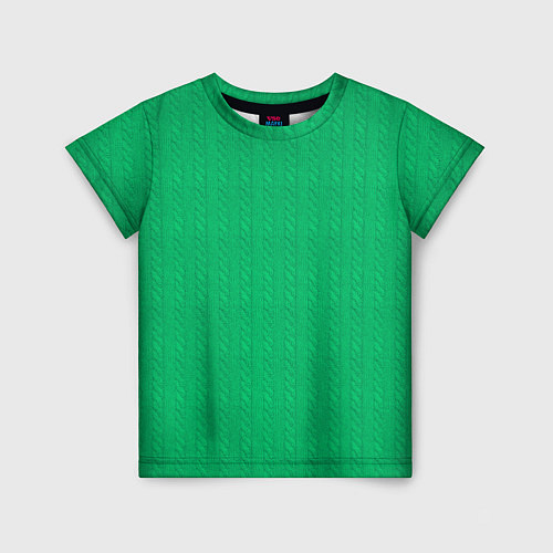 Детская футболка Зеленый вязаный свитер / 3D-принт – фото 1