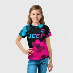 Футболка детская Jeep - neon gradient: символ сверху, цвет: 3D-принт — фото 2