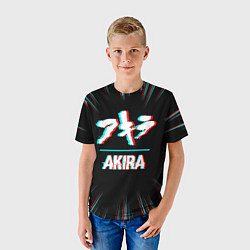 Футболка детская Символ Akira в стиле glitch на темном фоне, цвет: 3D-принт — фото 2
